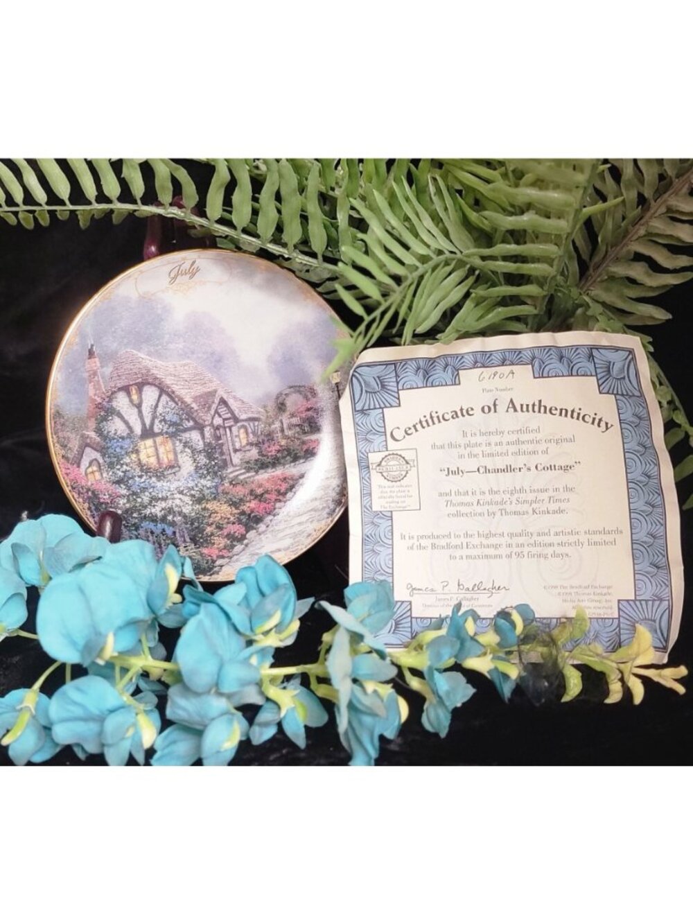 Vintage 1998 Bradford Exchange Thomas Kinkade "Chandler's Cottage" July Collecti - Picture 9 of 10